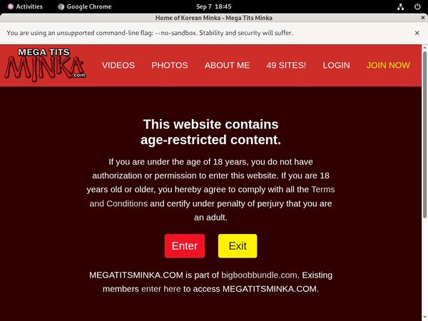 Megatitsminka.com Sign Up Page